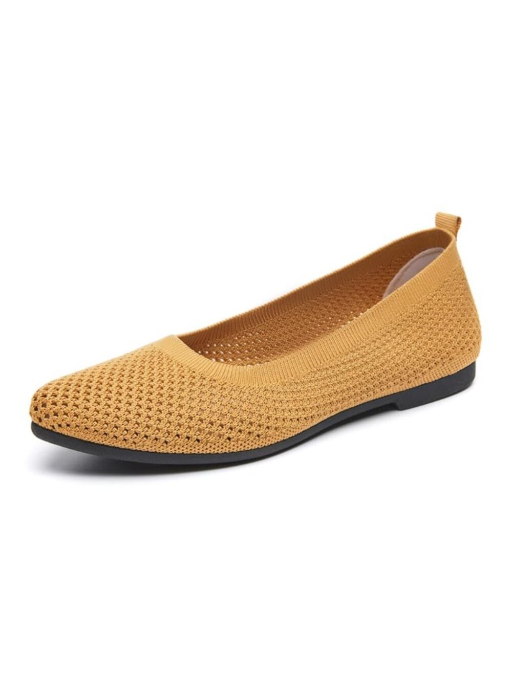 Women's Knit Ballet Flats Square Toe Breathable Mesh Slip-On Comfortable
